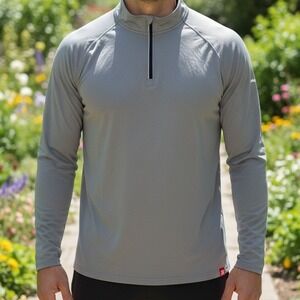 Marucci Mens‎ Grey Quarter Zip Pullover Long Sleeve Athletic Performance Shirt